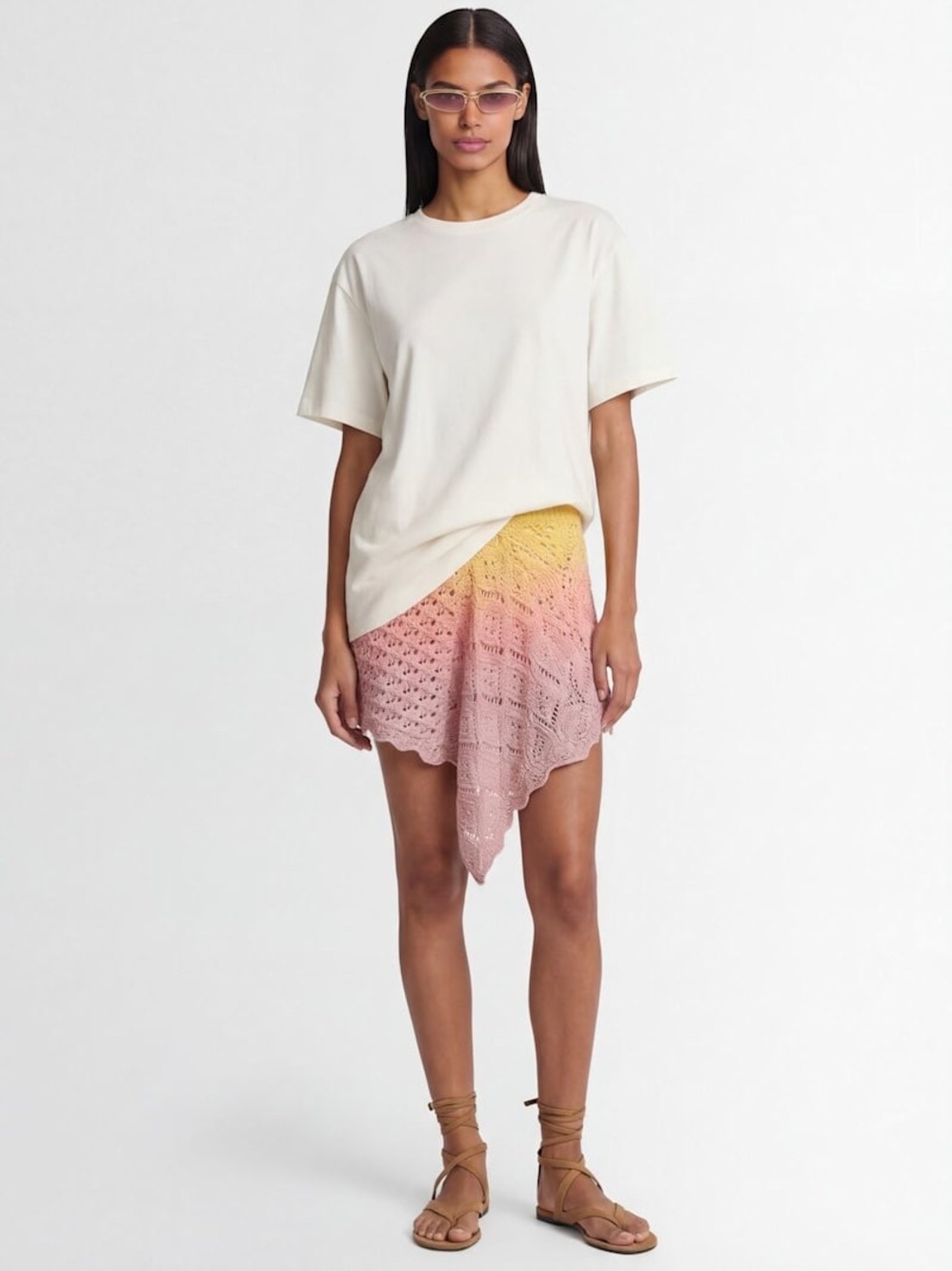 The Attico Crocheted asymmetric cotton skirt size 38